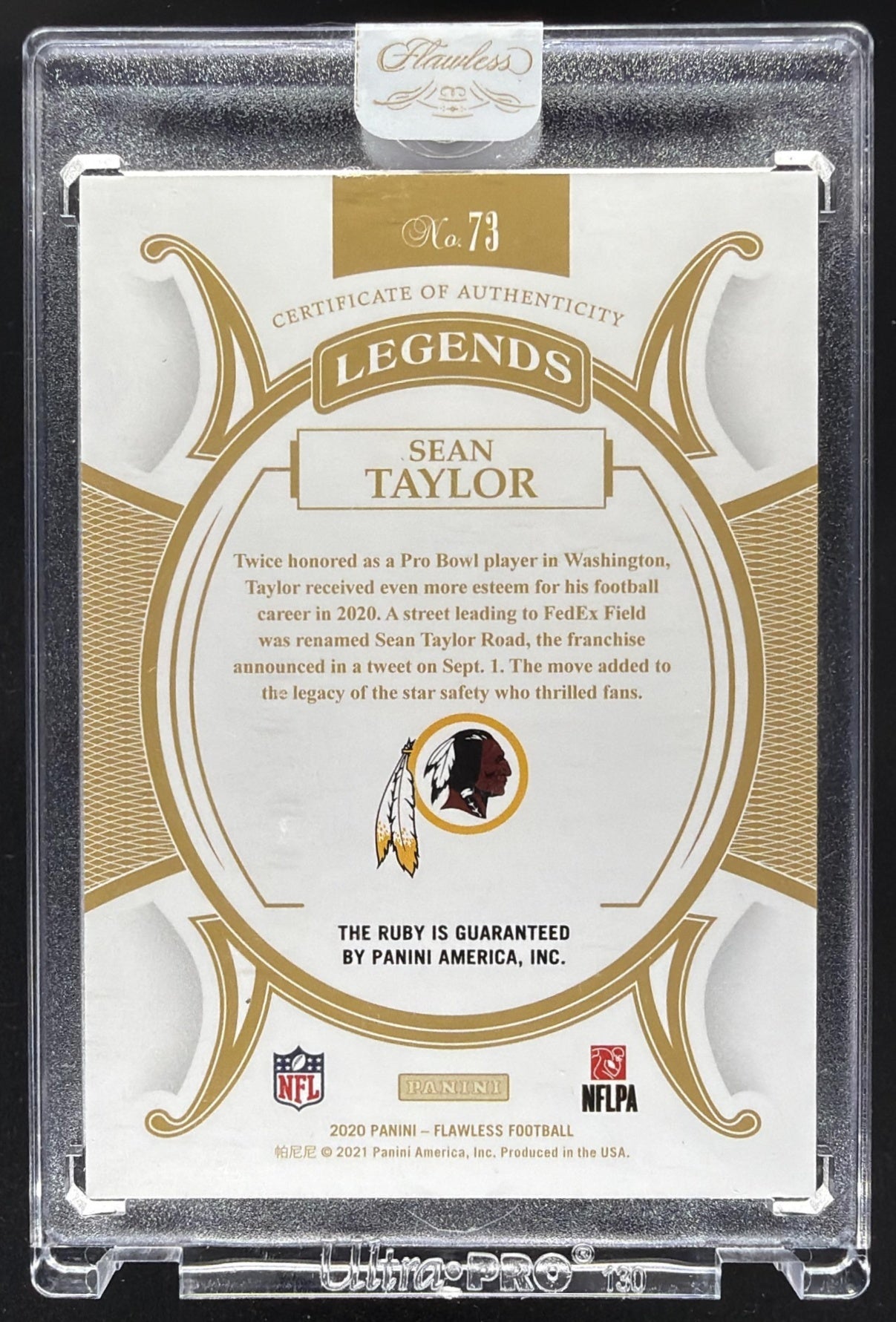 2020 Panini Flawless Sean Taylor #73 4/20