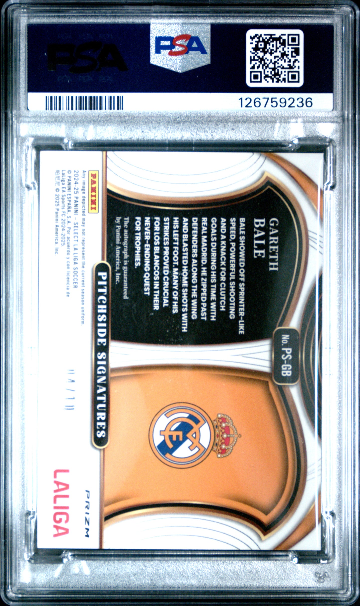2024-25 Select La Liga Gareth Bale Tie Dye Auto PSA 9