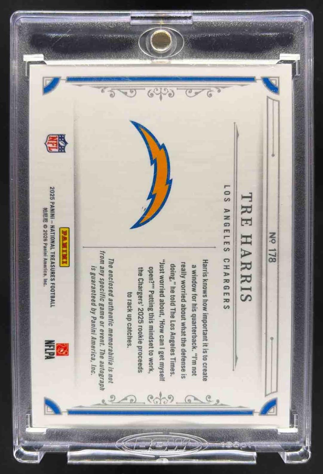 2025 Panini National Treasures Tre Harris #178 Rookie Patch Auto Green Jersey Number /9 MEM RC