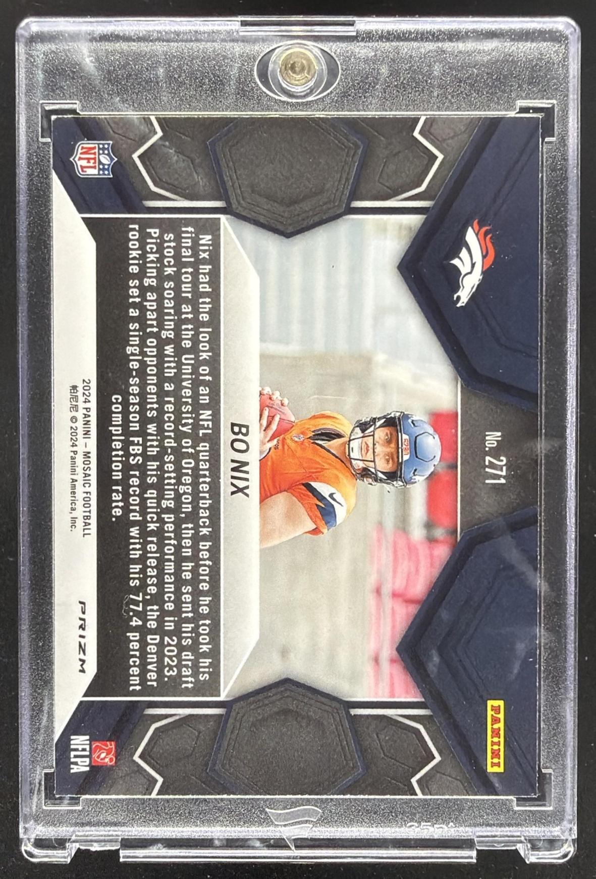 2024 Panini Mosaic Bo Nix #271 Red Sparkle Prizm RC NFL Debut
