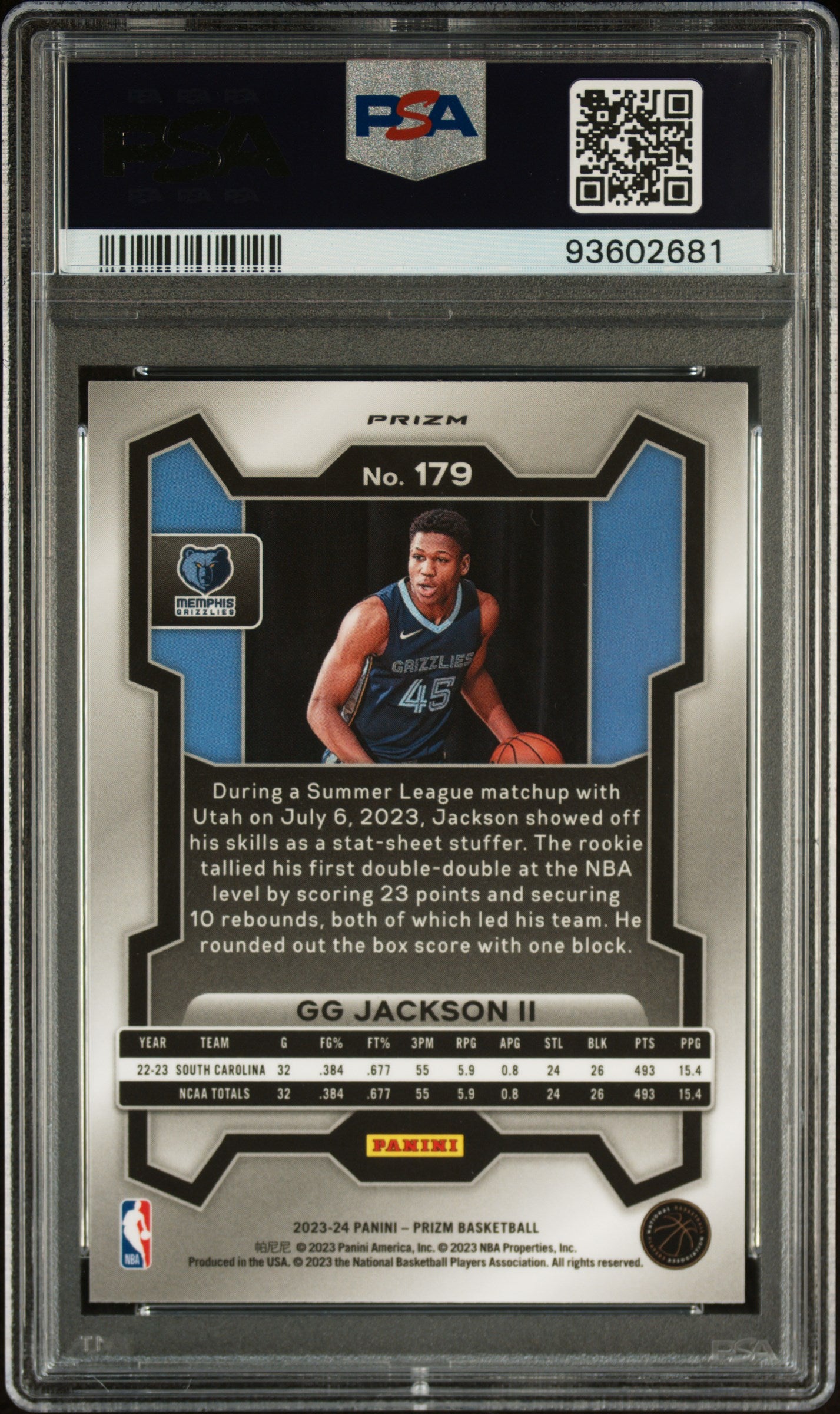 2023 Prizm GG Jackson Silver Prizm PSA 10 RC