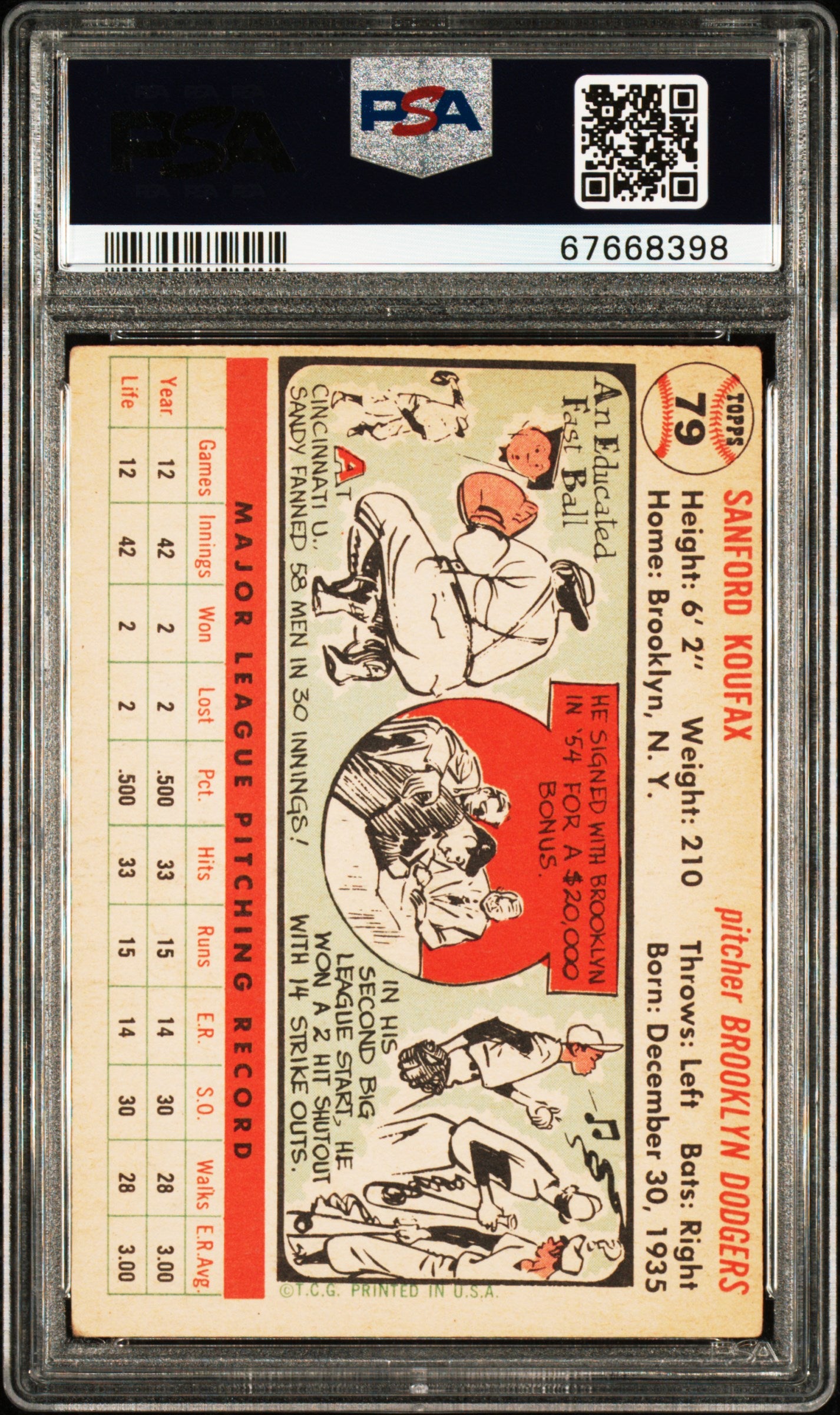 1956 Topps Sandy Koufax #79 PSA 4.5