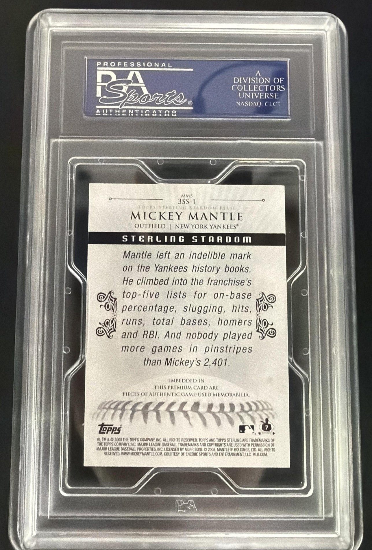 2008 Topps Sterling Mickey Mantle #1 Framed Silver 1/1 PSA 8.5