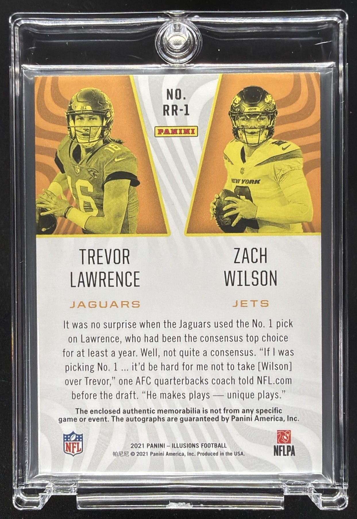 2021 Panini Illusions Trevor Lawrence Zach Wilson #RR1 Rookie Dual Patch Auto /3