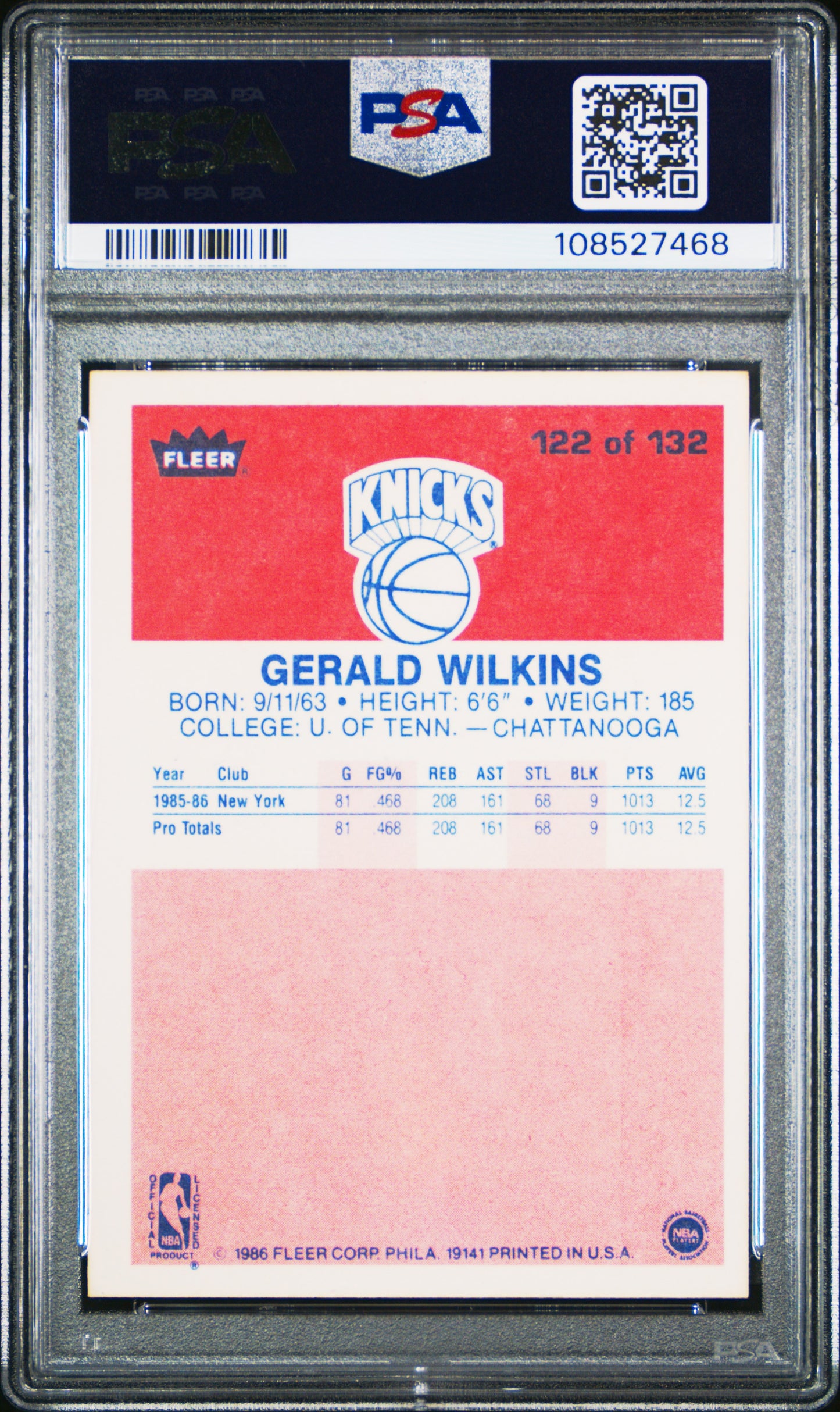 1986 Fleer Gerald Wilkins #122 PSA