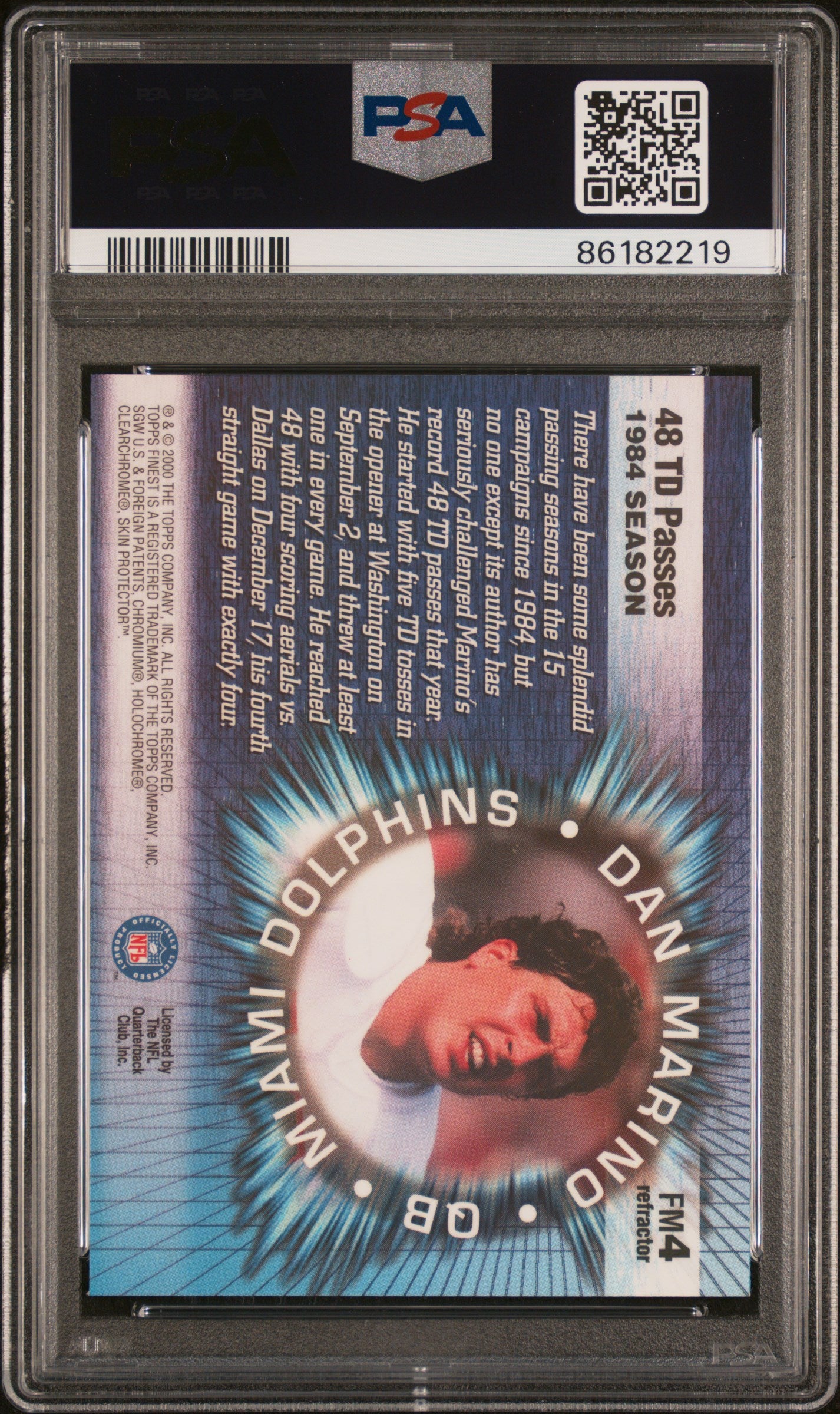 2000 Topps Finest Dan Marino Moments Refractor PSA 9