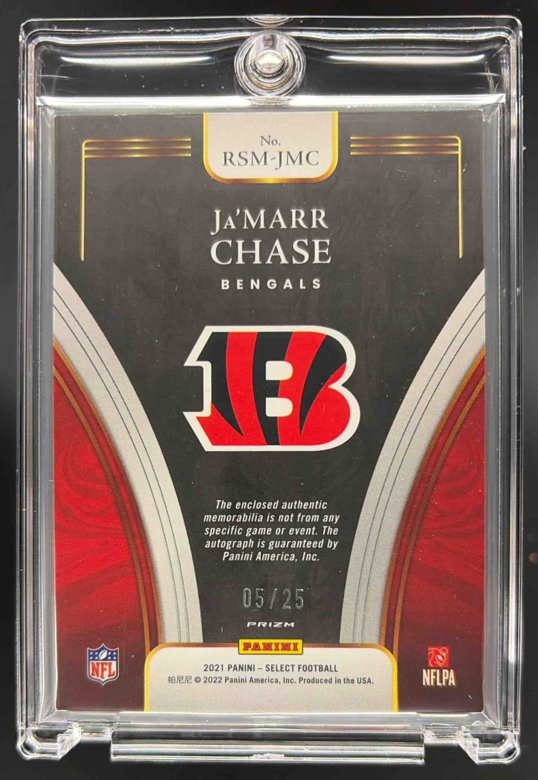 2021 Panini Select Ja'Marr Chase #RSM-JMC RPA /25 Neon Orange Pulsar Prizm /25