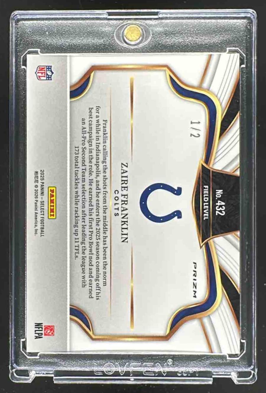 2025 Panini Select Zaire Franklin #432 Field Level Snakeskin Prizm 1/2