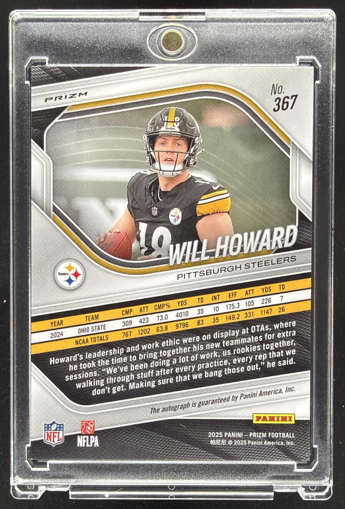 2025 Panini Prizm Will Howard #367 Rookie Auto Pink RC