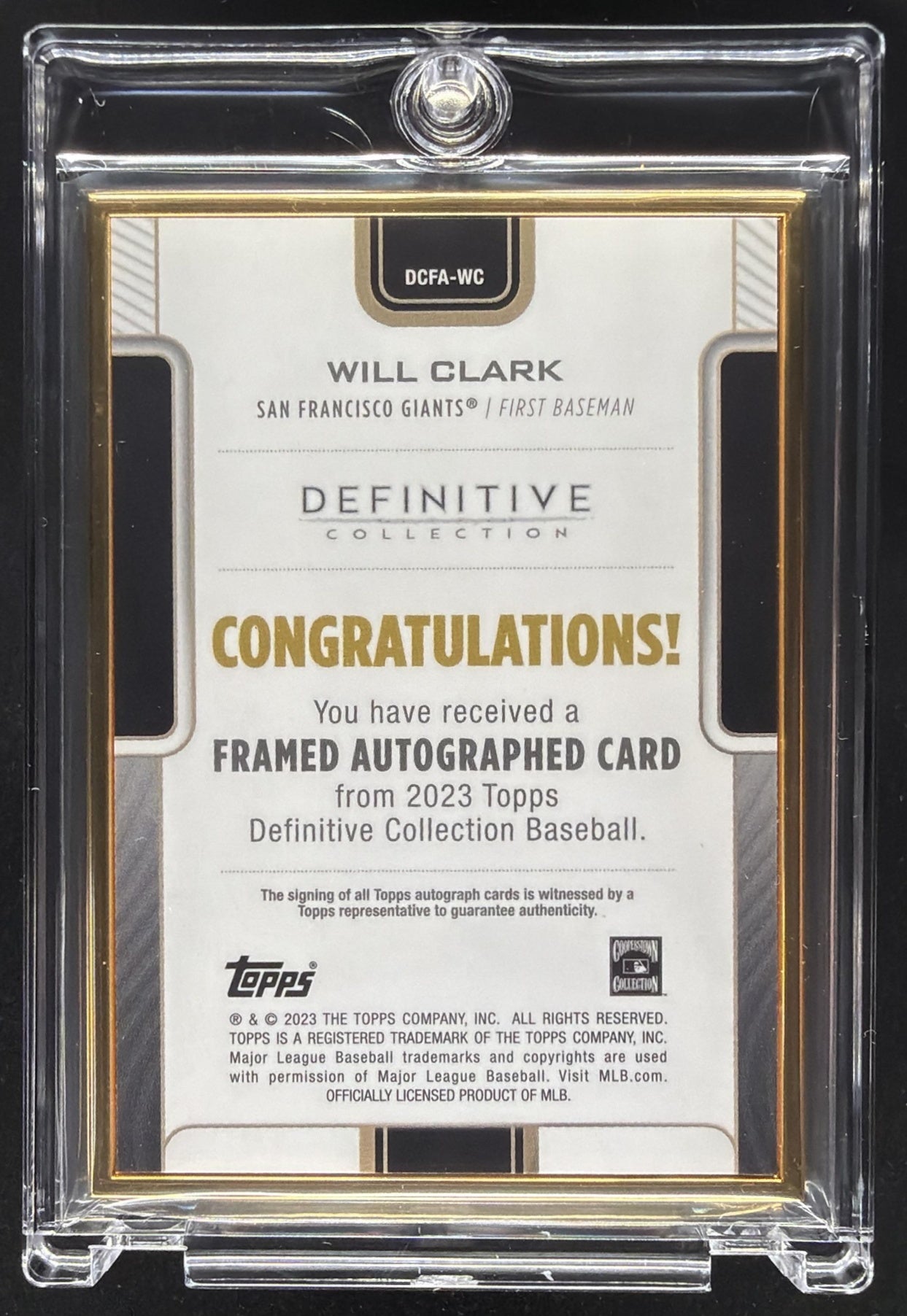 2023 Topps Definitive Will Clark #DCFA-WC Framed Auto Collection 7/30
