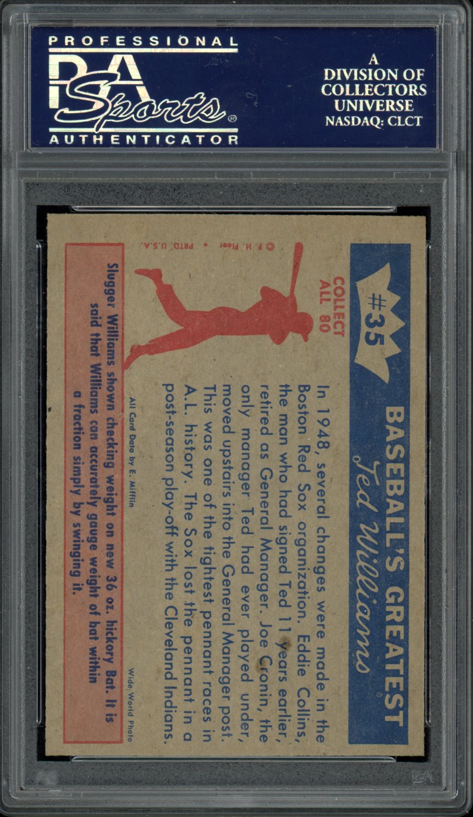 1959 Fleer Ted Williams The Pennant PSA 8