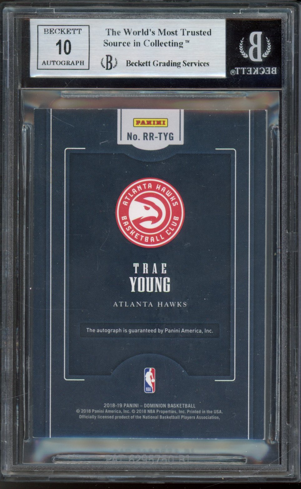 2018-19 Panini Dominion Trae Young Regal Rookie SIgnatures /49 BGS 8.5/10