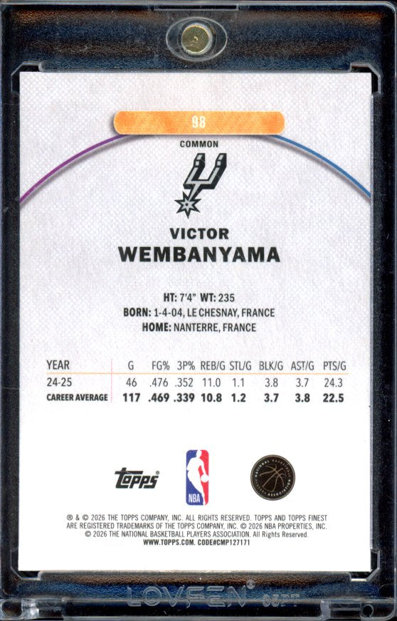 2025-26 Topps Finest Victor Wembanyama Oil Spill Sp