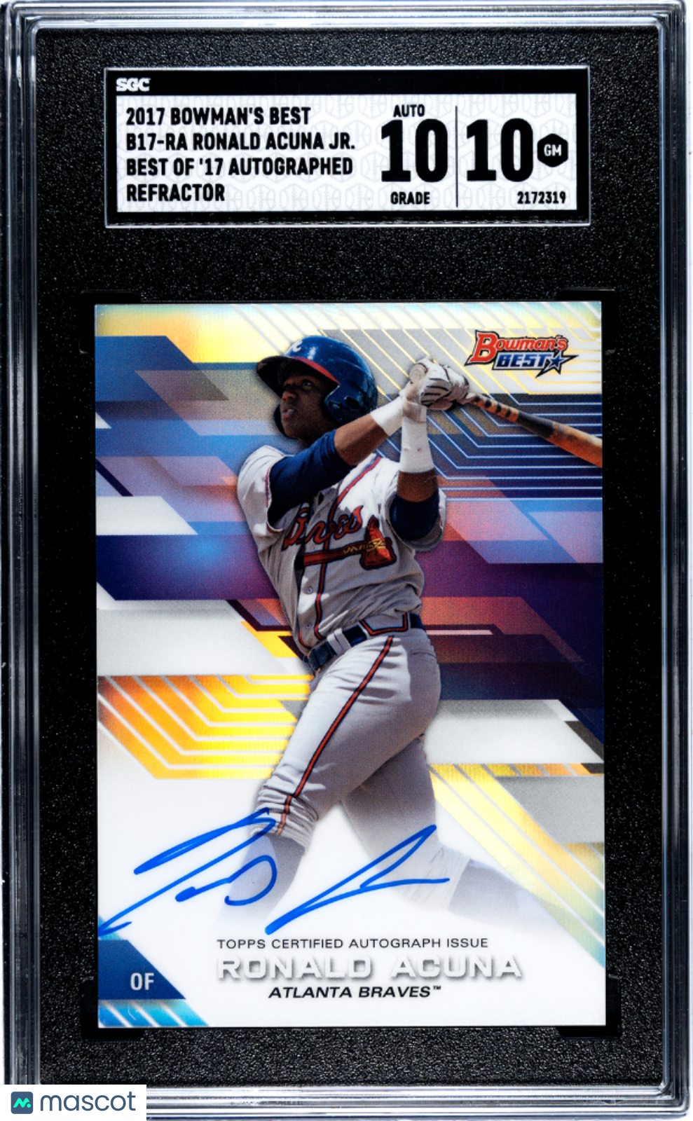 2017 Bowman's Best Ronald Acuna Rookie Refractor Auto SGC 10/10