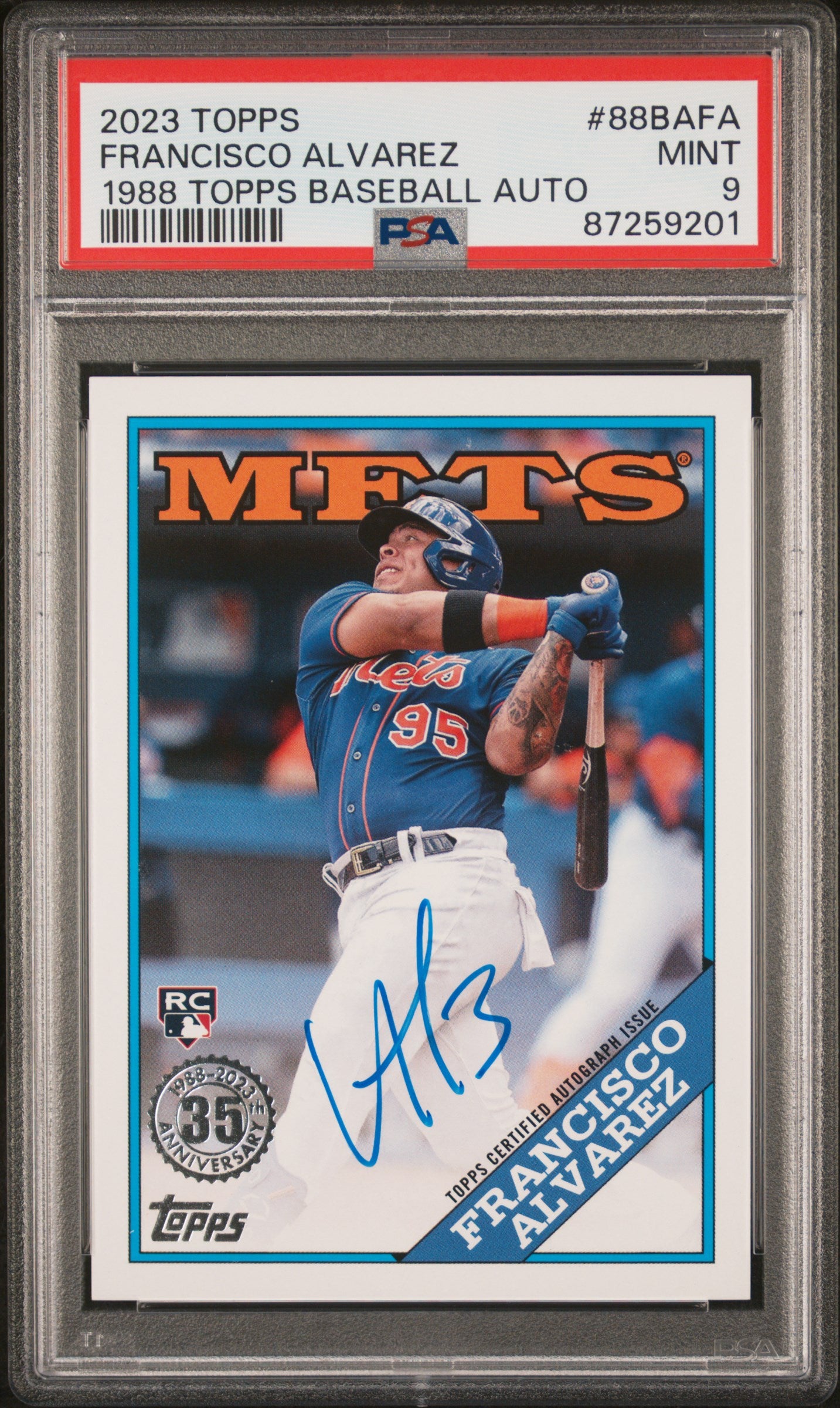 2023 Topps Francisco Alvarez 1988 Auto PSA 9 RC