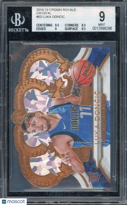 2018-19 Crown Royale Luka Doncic Crystal Rookie /99 BGS 9