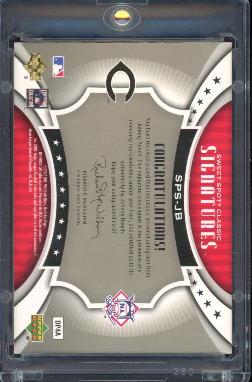 2007 Upper Deck Johnny Bench Sweet Spot Auto /75