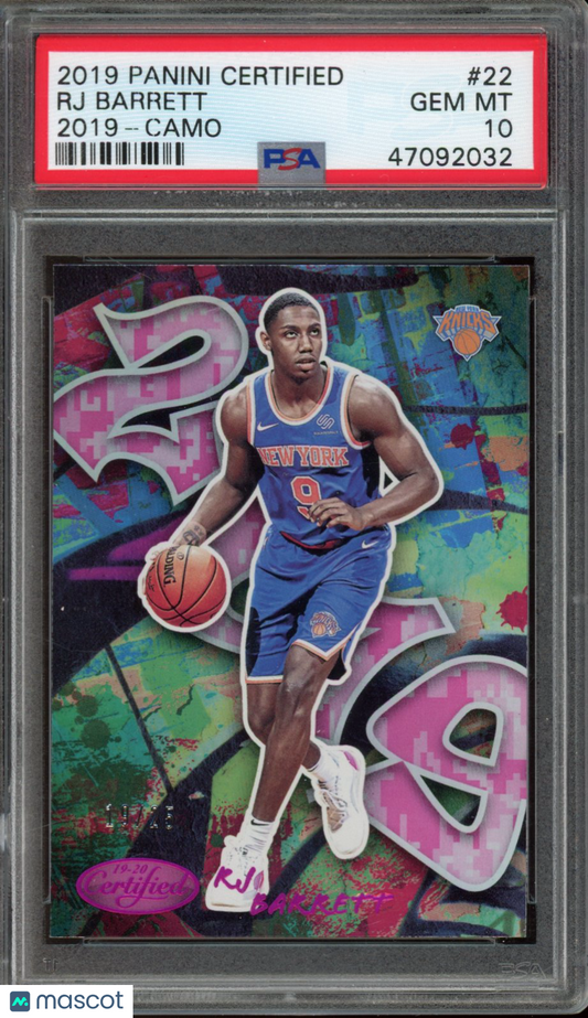 2019 Panini Certified RJ Barrett Camo "2019" RC PSA 10