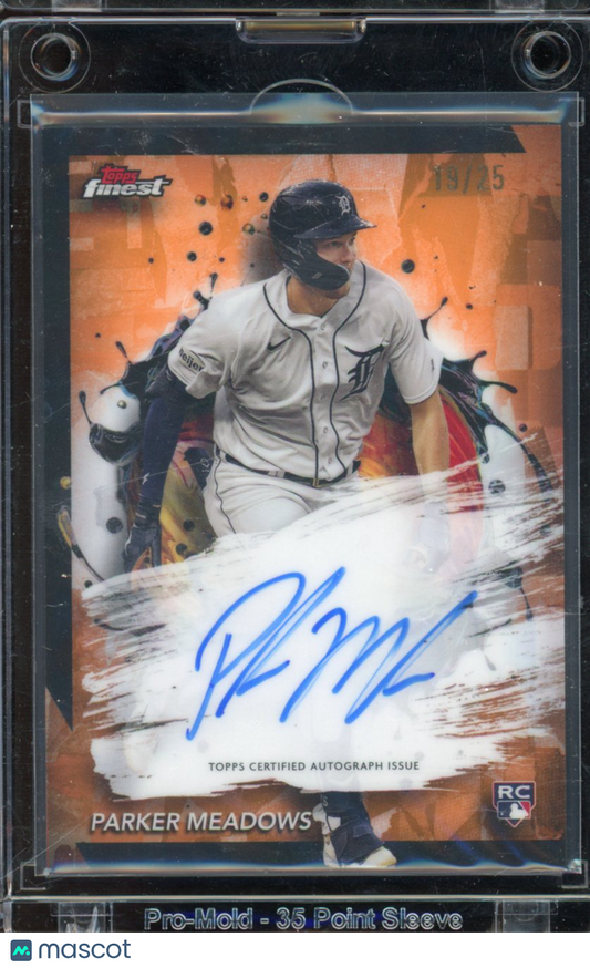 2024 Topps Finest Parker Meadows Orange Rookie Auto /25