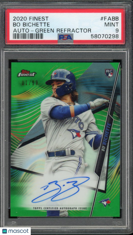 2020 Topps Finest Bo Bichette Green Rookie Auto /99 PSA 9