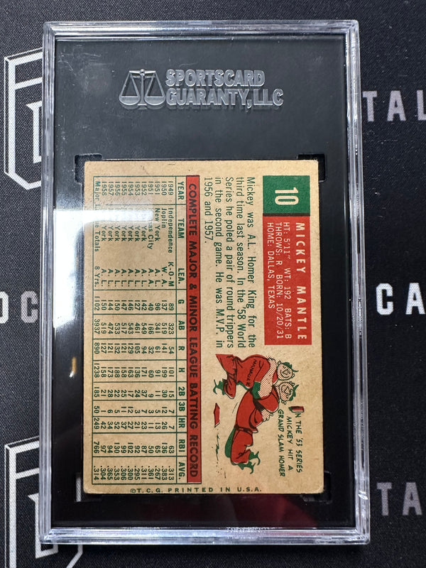 1959 Topps Mickey Mantle #10 SGC 3