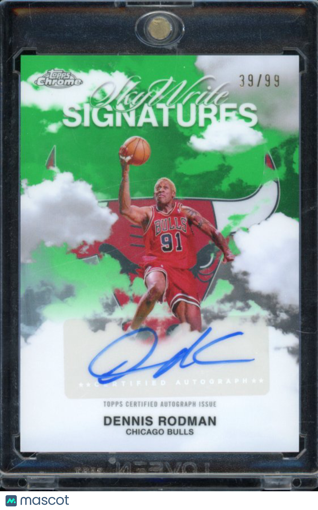 2025-26 Topps Chrome Dennis Rodman Green Skywrite Auto /99