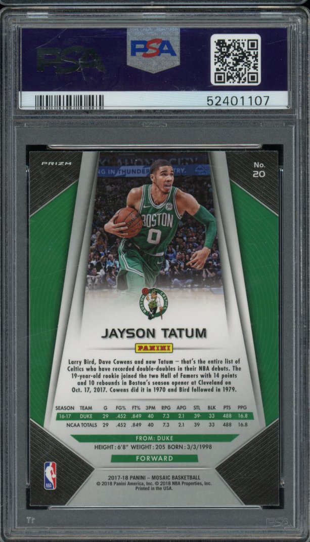 2017-18 Mosaic Jayson Tatum Mosaic Rookie PSA 9