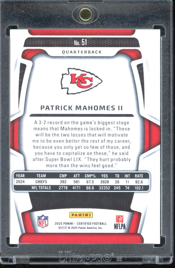 2025 Certified Patrick Mahomes Gold Mirror /10