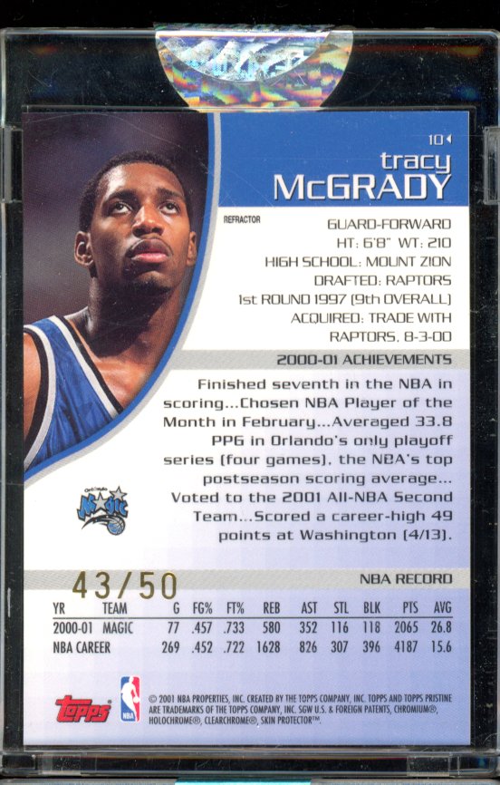 2001-02 Topps Pristine Tracy Mcgrady Gold Refractor /50