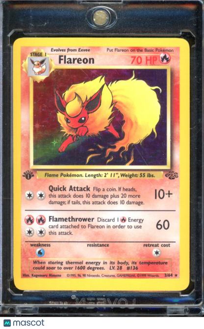 1999 Pokemon Jungle Flareon 1st Edition Holo 3/64