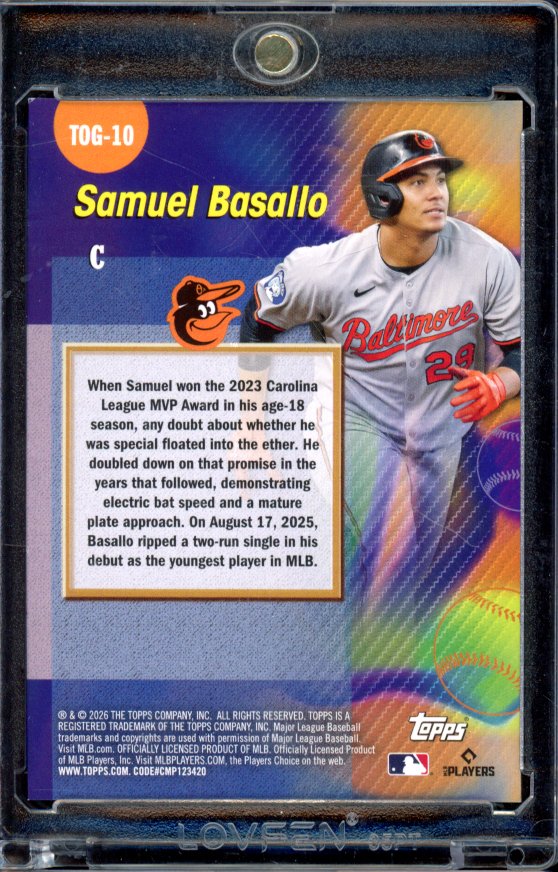 2026 Topps S1 Samuel Basallo Titans Of The Game Rookie Red /5