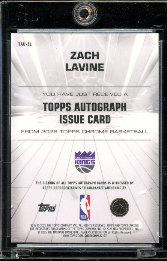 2025-26 Topps Chrome Zach Lavine Gold Refractor Auto /50