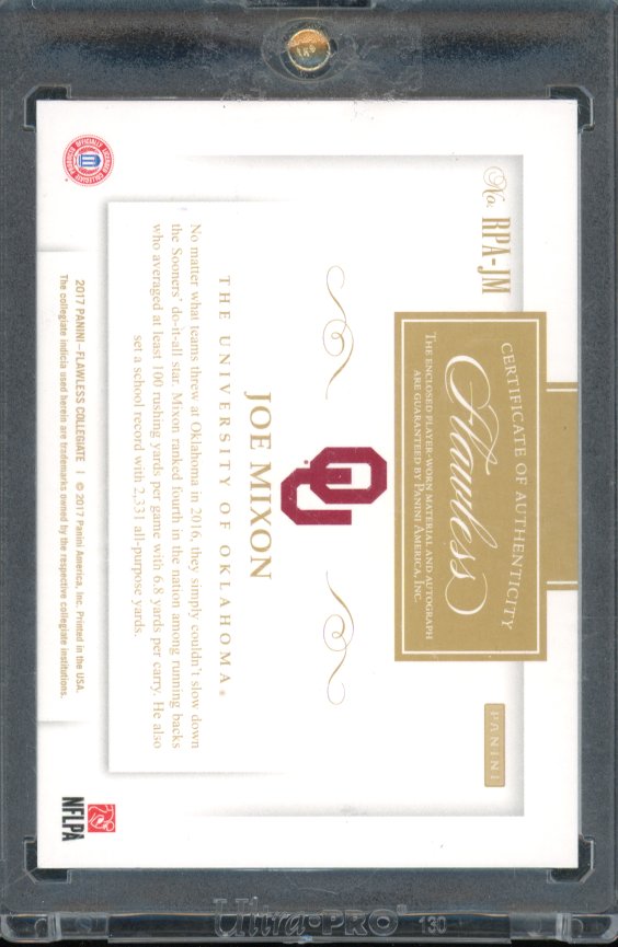 2017 Flawless Joe Mixon Patch Auto /25