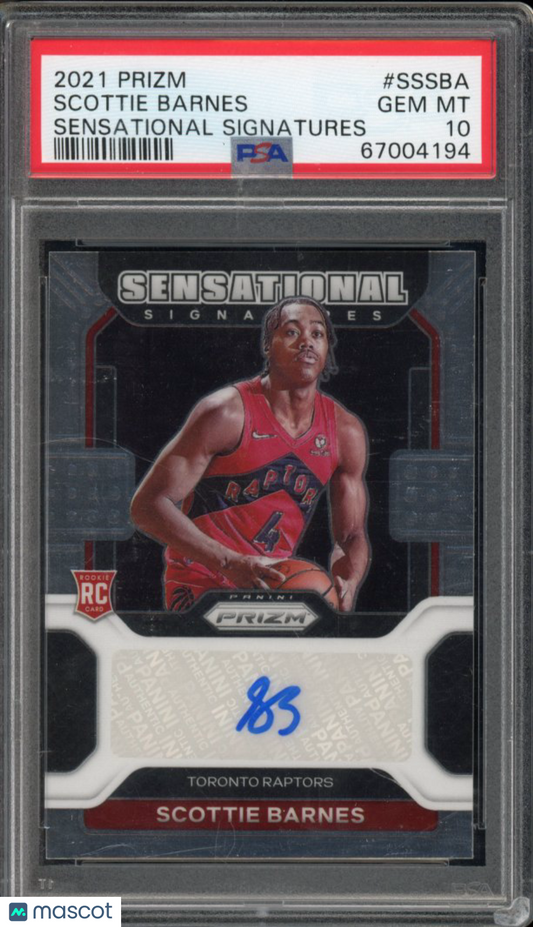 2021-22 Prizm Scottie Barnes Sensational Signaturea Rookie Auto PSA 10