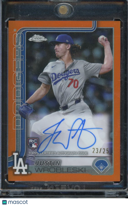 2025 Topps Chrome Justin Wrobleski Orange Rookie Auto /25