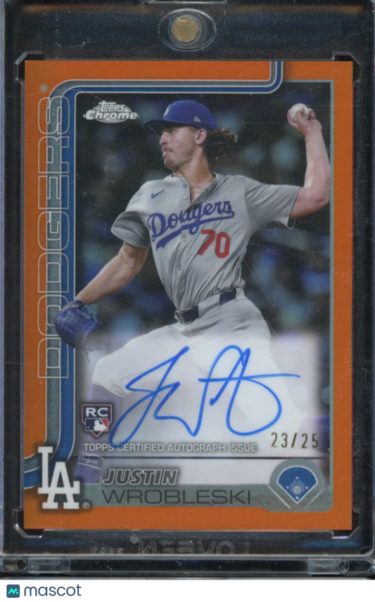 2025 Topps Chrome Justin Wrobleski Orange Rookie Auto /25