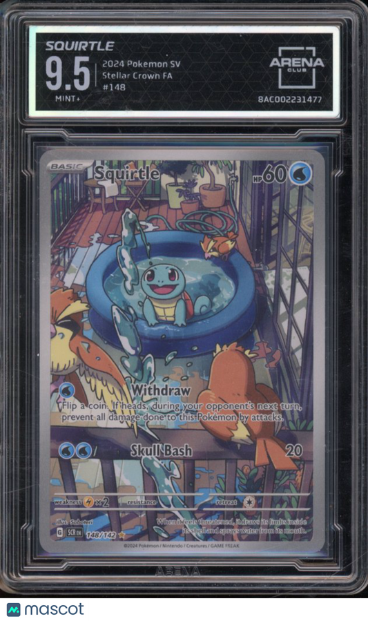 2024 Pokemon Steller Crown Squirtle 148/142 Arena Club 9.5
