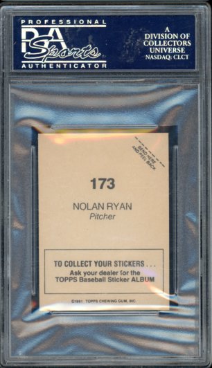 1981 Topps Nolan Ryan Sticker PSA 10