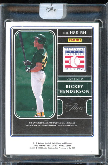 2023 Panini Three and Two Rickey Henderson Bat Auto /15