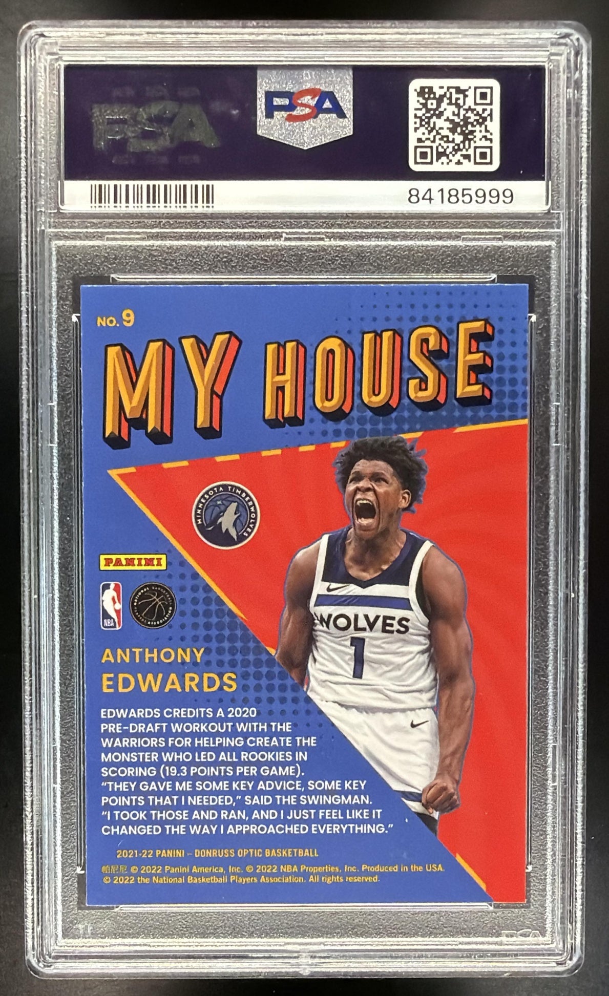 2021-22 Panini Donruss Optic Anthony Edwards #9 My House PSA 10