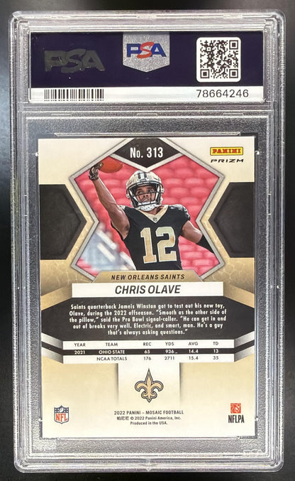 2022 Panini Mosaic Chris Olave #313 Red Sparkle RC PSA 10