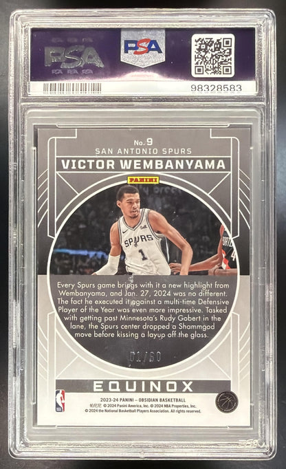 2023 Panini Obsidian Victor Wembanyama #9 Equinox Electric Etch Reggae Flood 1/60 JSY #RC PSA 9