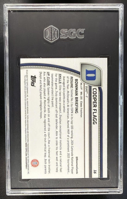 2024-25 Bowman Chrome University Cooper Flagg #16 SGC 10
