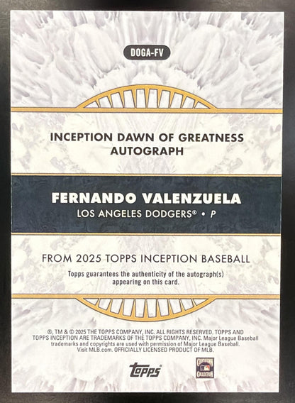 2025 Topps Inception Fernando Valenzuela #DOGA-FV Dawn Of Greatness Blue /25 Auto