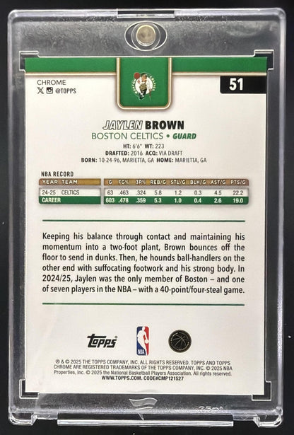 2025-26 Topps Chrome Jaylen Brown #51 Black Wave Refractor 4/10