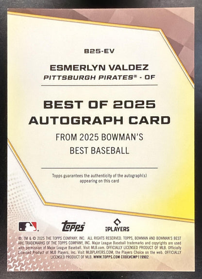 2025 Bowman's Best Esmerlyn Valdez #B25-EV Best of Auto Purple Refractor 56/75