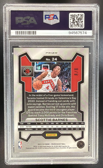 2023-24 Panini Prizm Scottie Barnes #24 Choice Green 8/8 PSA 10