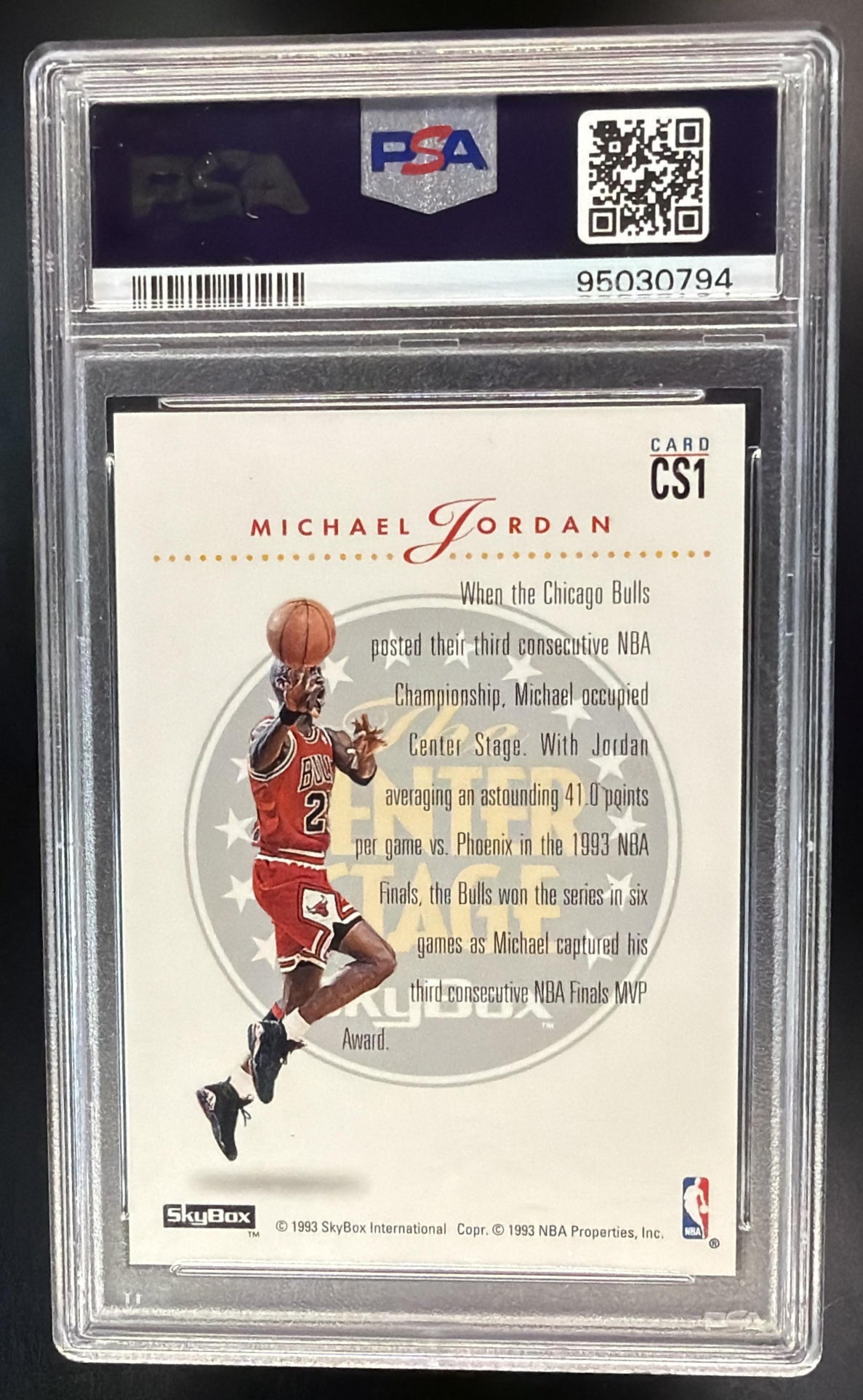 1993-94 Skybox Premium Michael Jordan #CS1 Center Stage PSA 8