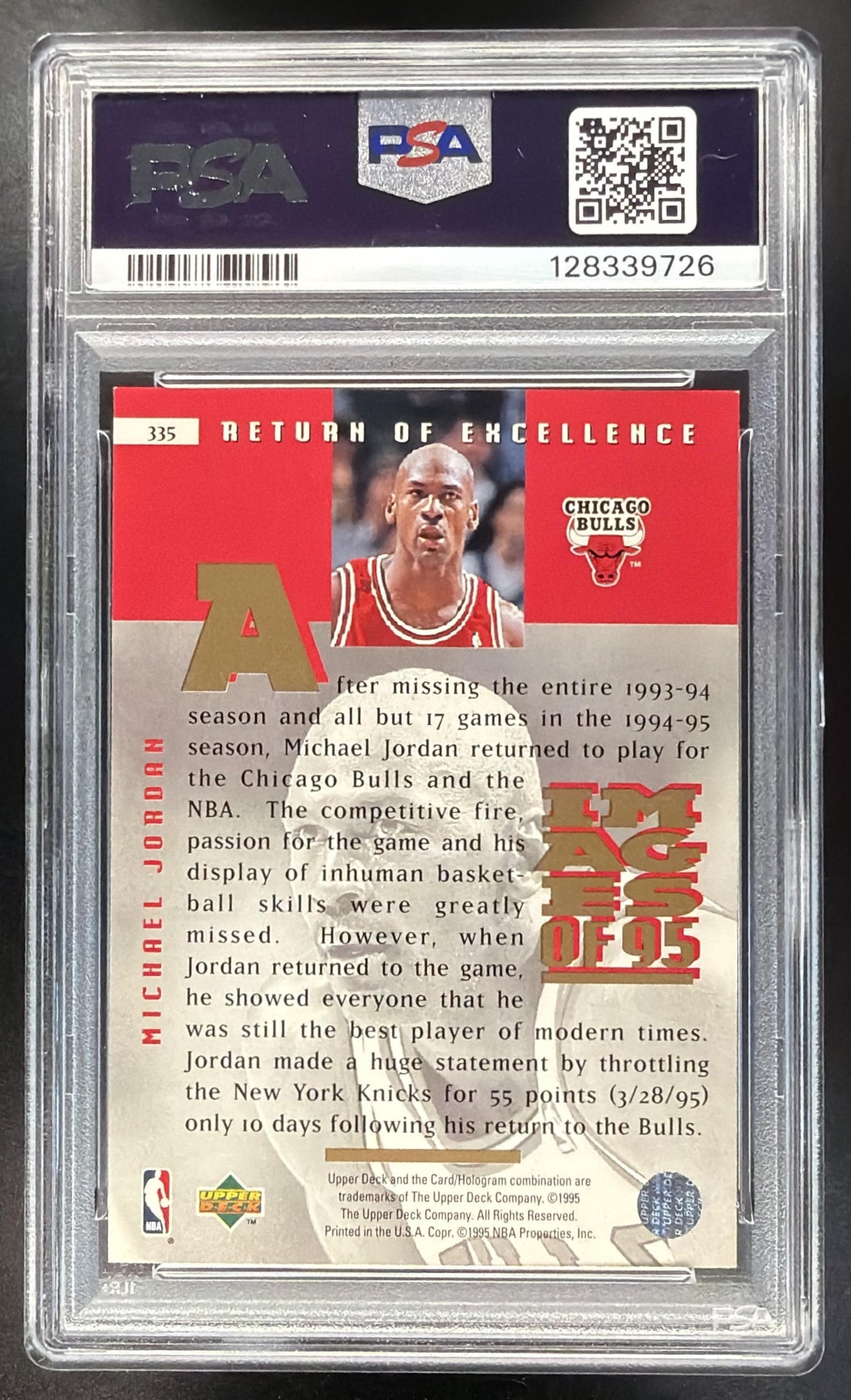 1995-96 Upper Deck Michael Jordan #335 PSA 8