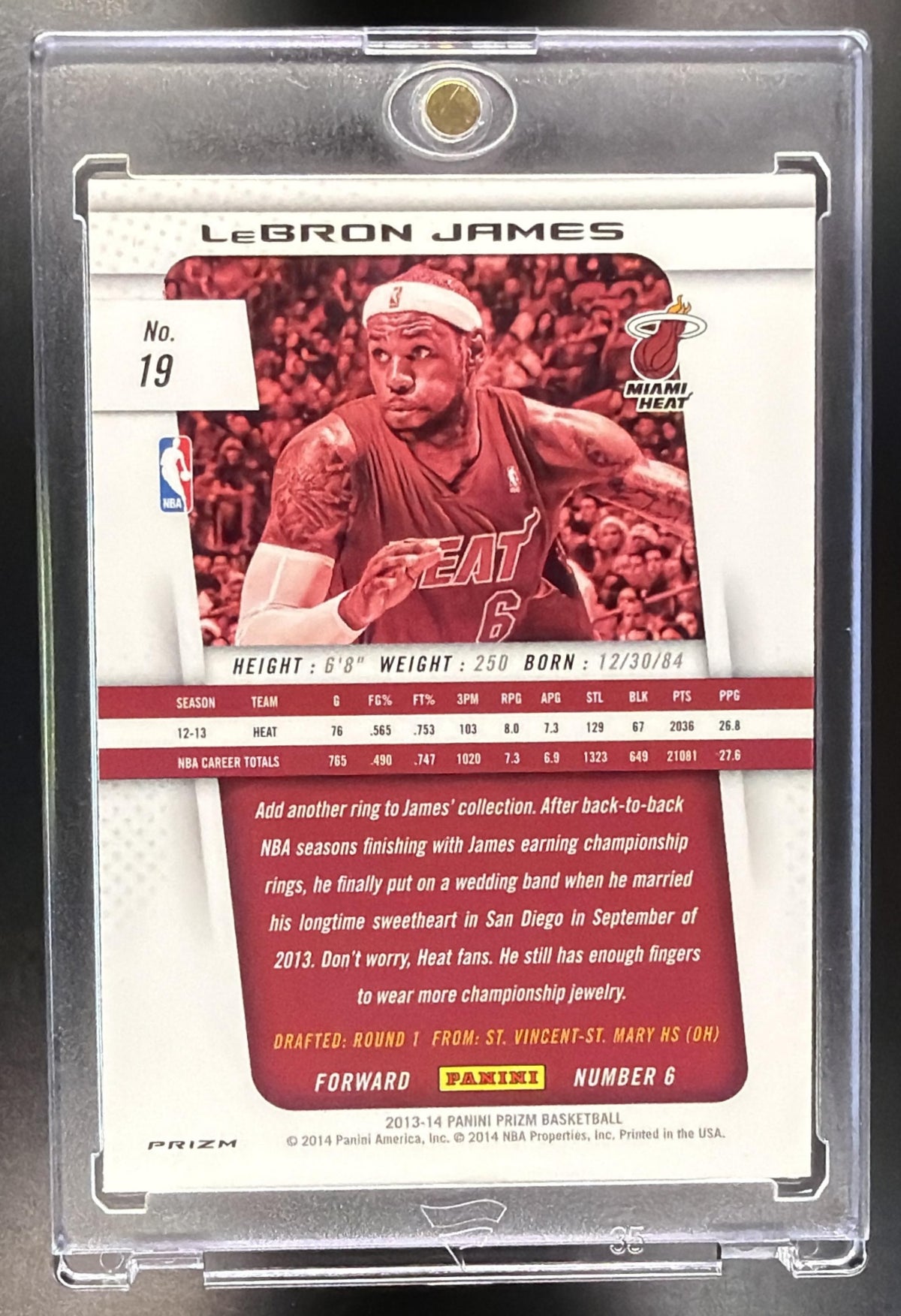 2013-14 Panini Prizm LeBron James #19 Blue White and Red Pulsar